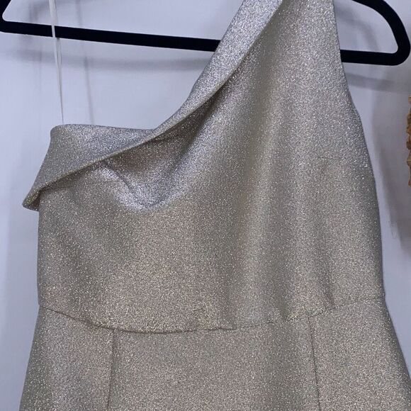 TopShop UK One Shoulder Metallic Sparkle MIDI Dress Cocktail Occasion Party Ivor - Picture 5 of 14
